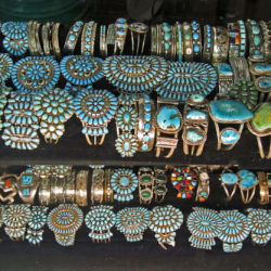 Beautiful, Native American, turquoise jewelry at the Dairy Cafe in Bluff, Utah