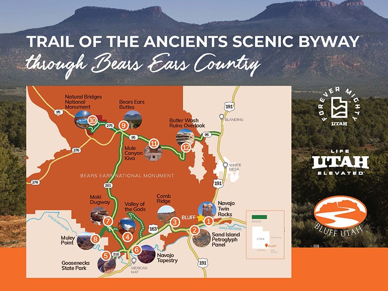 Trail of the Ancients Scenic Drive through Bears Ears Map