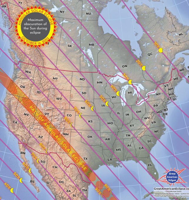 2023 Annular Solar Eclipse Path of Totality