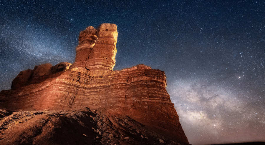 Dark Sky Over Navajo Twin Rocks in Bluff, Utah